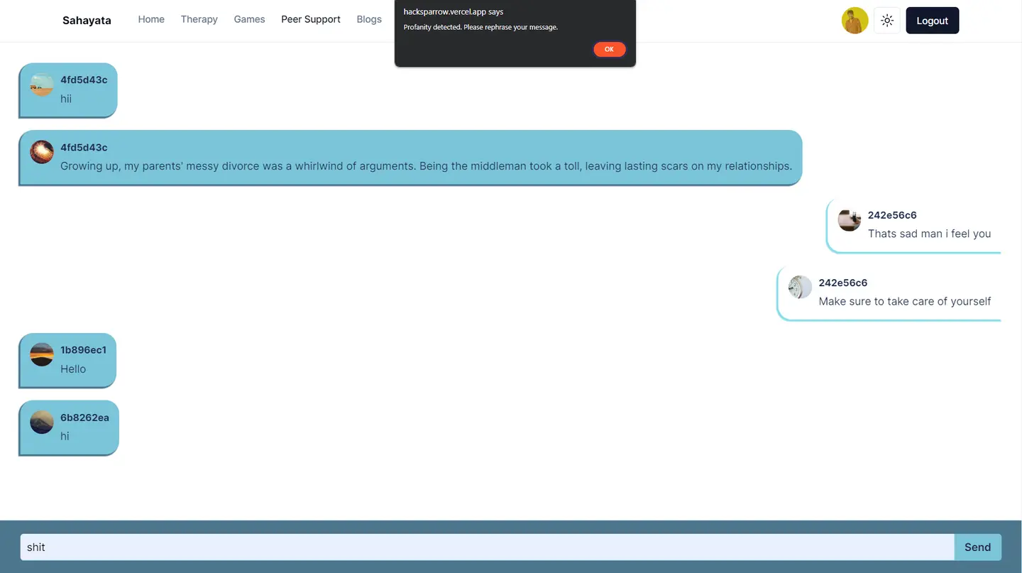 Sahayatha - A PWA for Mental Welness screenshot